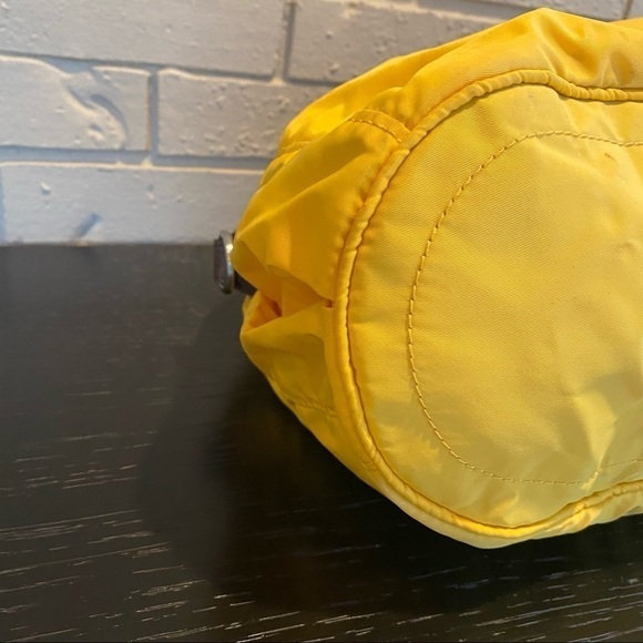 LIEBESKIND Berlin Yellow Adriana Large Nylon Leather Bag Sporty Satchel Purse - Picture 7 of 13
